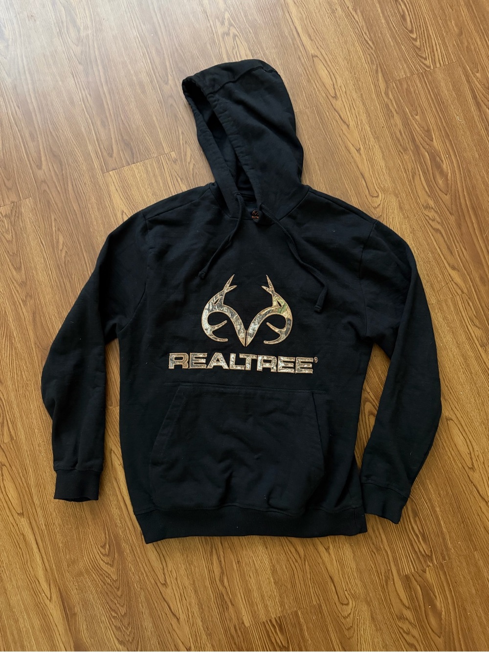 Realtree Black Hoodie with Camo Logo